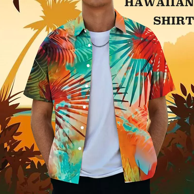 قميص رجالي هاواي بنمط أكمام قصيرة ، مريح ، ناعم ، جيد التهوية ، مقاس كبير ، قمم عصرية غير رسمية ، تخفيضات كبيرة ، جديد ،