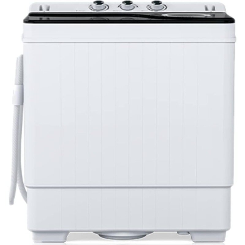 ROVSUN mesin cuci portabel 26LBS, pencuci bak kembar Mini dengan mesin cuci (18lbs) & Spiner(8lbs) & pengering pompa bawaan