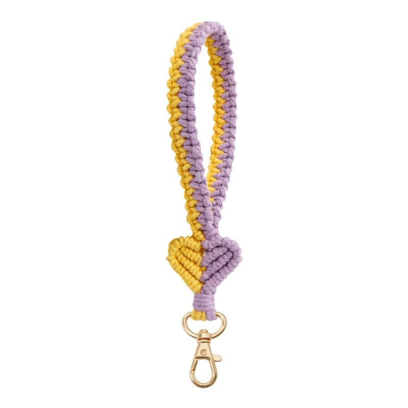 Crochet Heart Shape Wristband Keychains Teens Colorful Keychain for Bag Dropship