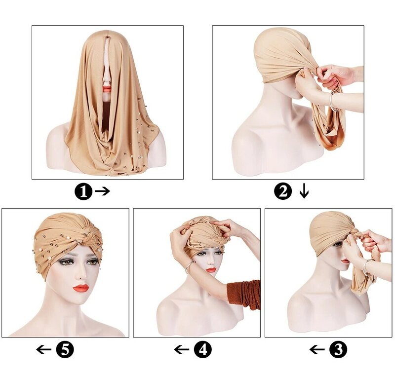 Gorro de quimio con nudo retorcido para mujer, Hijab musulmán, gorro interior elástico, Turbante, cubierta para la pérdida de cabello, pañuelo para la cabeza
