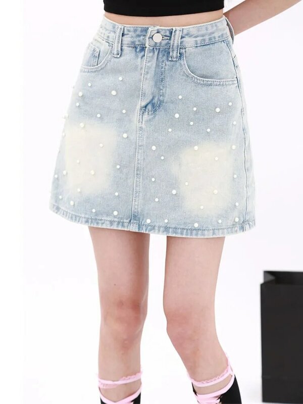 Женская мини-юбка с запахом, летняя голубая облегающая трапециевидная мини-юбка с запахом, Y2k