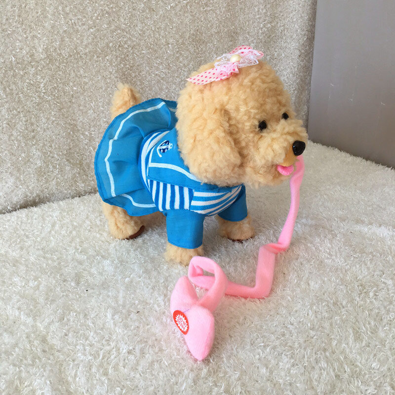 Собака-робот Интерактивная собака электронные игрушки плюшевый щенок ходить лай поводок Тедди игрушки для детей подарки на день рождения
