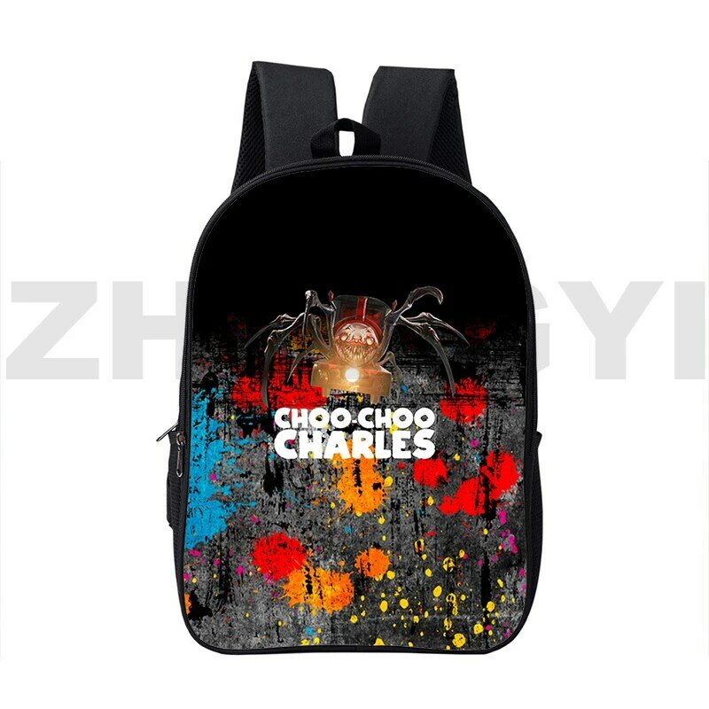 Funny Game Choo-Choo Charles Print Backpacks College Student Computer School Bag 3D Canvas Choo Choo Charles Anime Shoulder Bag