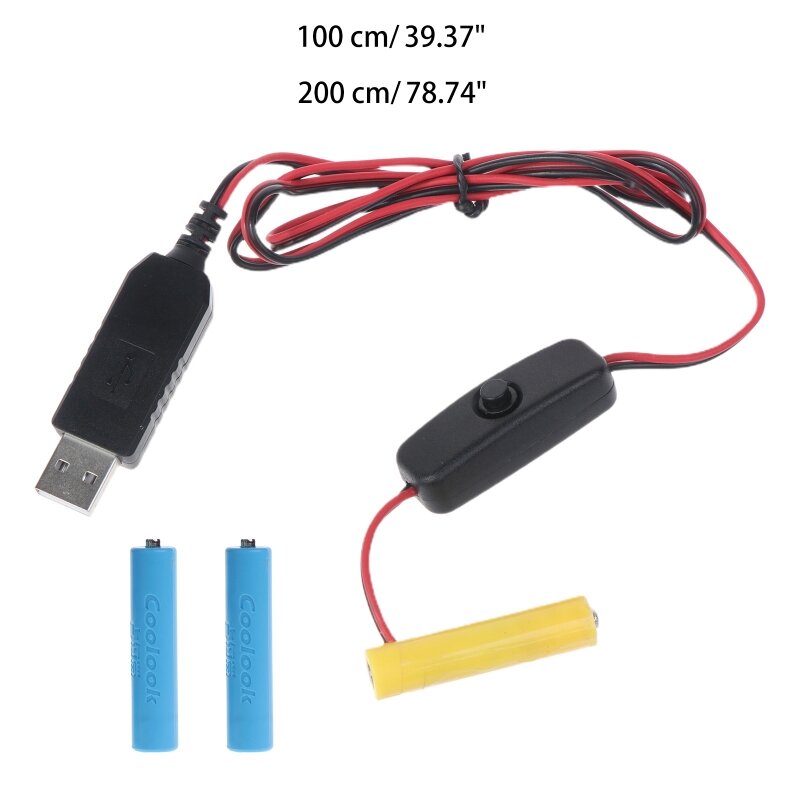 USB 電源 AAA バッテリーエリミネーターケーブルは、LED ライト用の 3x AAA バッテリーを交換できます