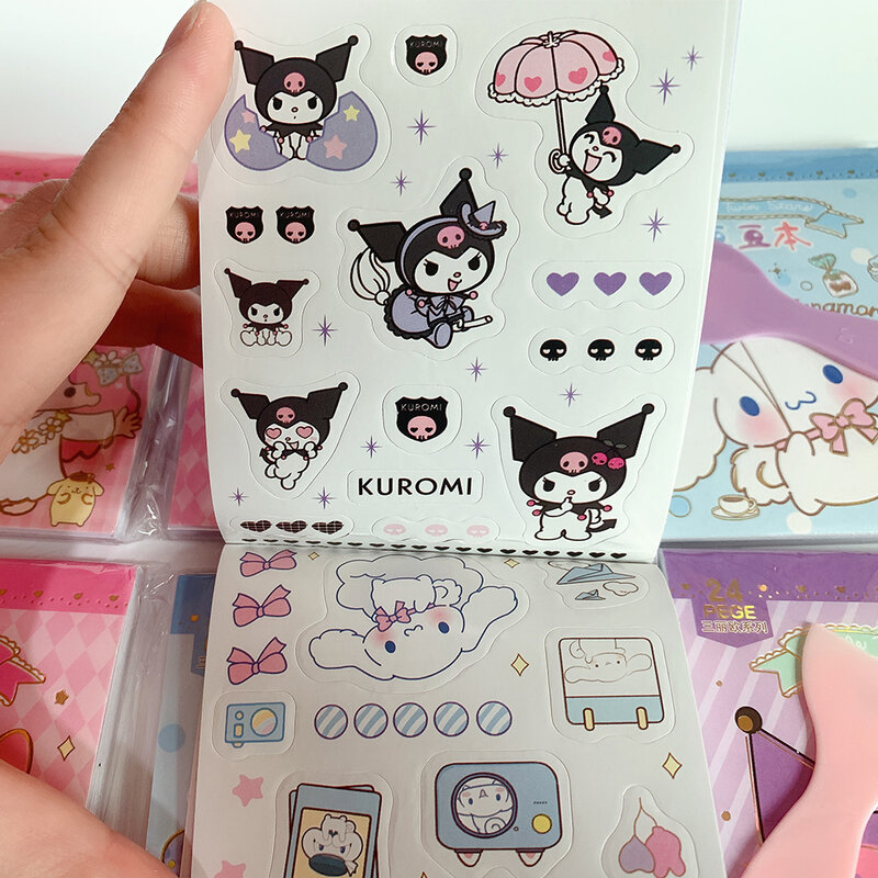 Buku stiker kartun lucu buku Kulome Melody Kuromi Laptop koper telepon Buku Harian tangan akun stiker dekorasi untuk mainan anak-anak