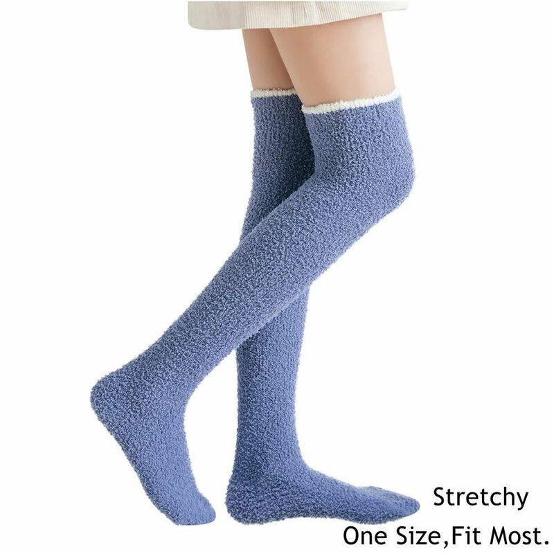 Engrossar as meias de nylon do joelho, Meias altas de coxa quente macia, aquecedores de perna, elástico, outono, inverno