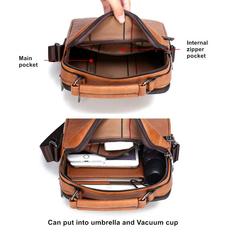 JEEP BULUO marka męskie torby na ramię Crossbody wysokiej jakości torebka moda biznes męska torba na ramię duże rozmiary Split skórzane torby