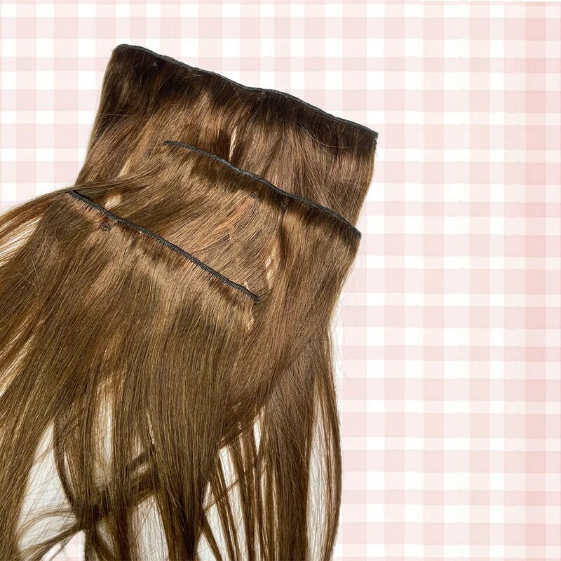 Extensions de cheveux brésiliens Remy lisses à clip, cheveux humains, tête complète, document naturel #4, 120g, pour femmes noires