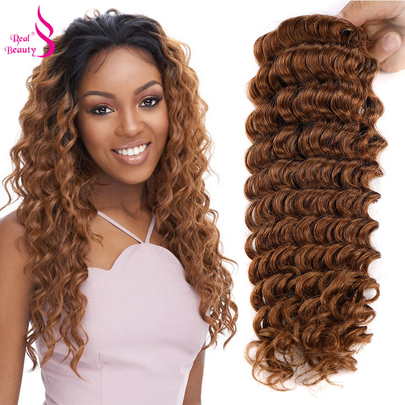 Real Beauty Ombre Deep Wave Hair Bundle Remy Human Hair Weave nelle estensioni doppia trama evidenziare il fascio di capelli ricci biondi