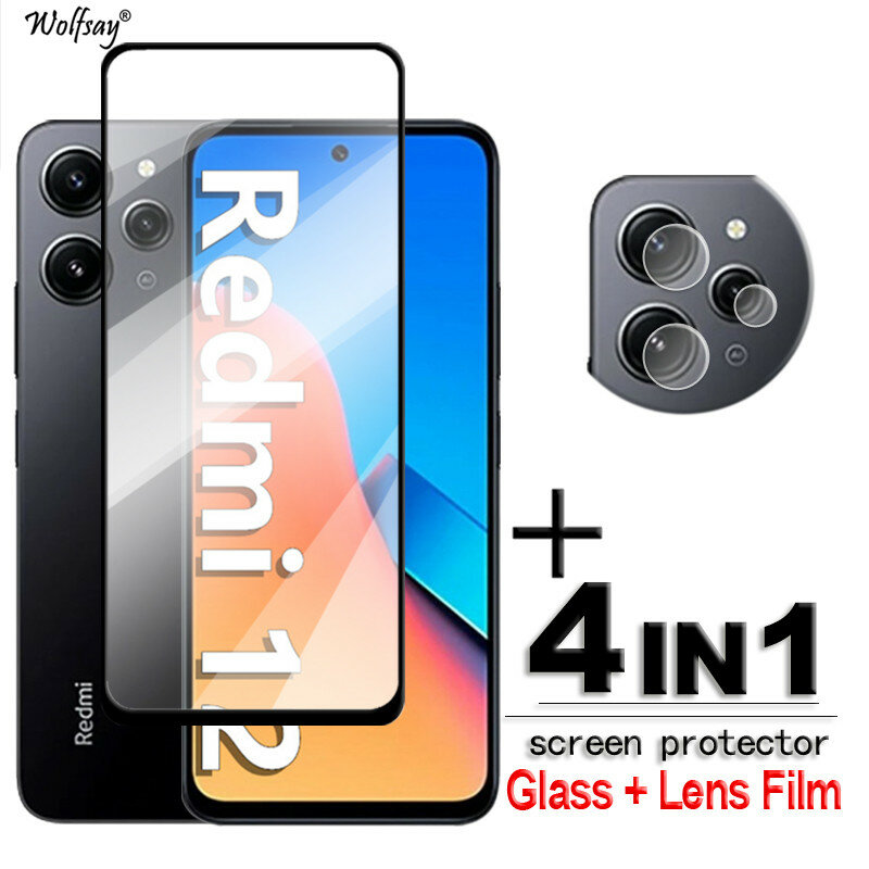 For Xiaomi Redmi 12 Glass Redmi 8A 9A 10C 12C 9 10 12 Tempered Glass 2.5D Full Cover Glue HD Screen Protector For Redmi 12 Film