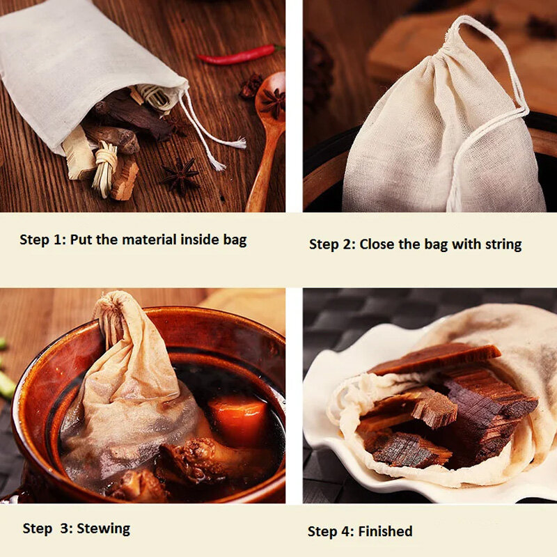 10 stücke Baumwoll suppen beutel mit Kordel zug, die wieder verwendbare Käsetuch filter-Teebeutel kochen