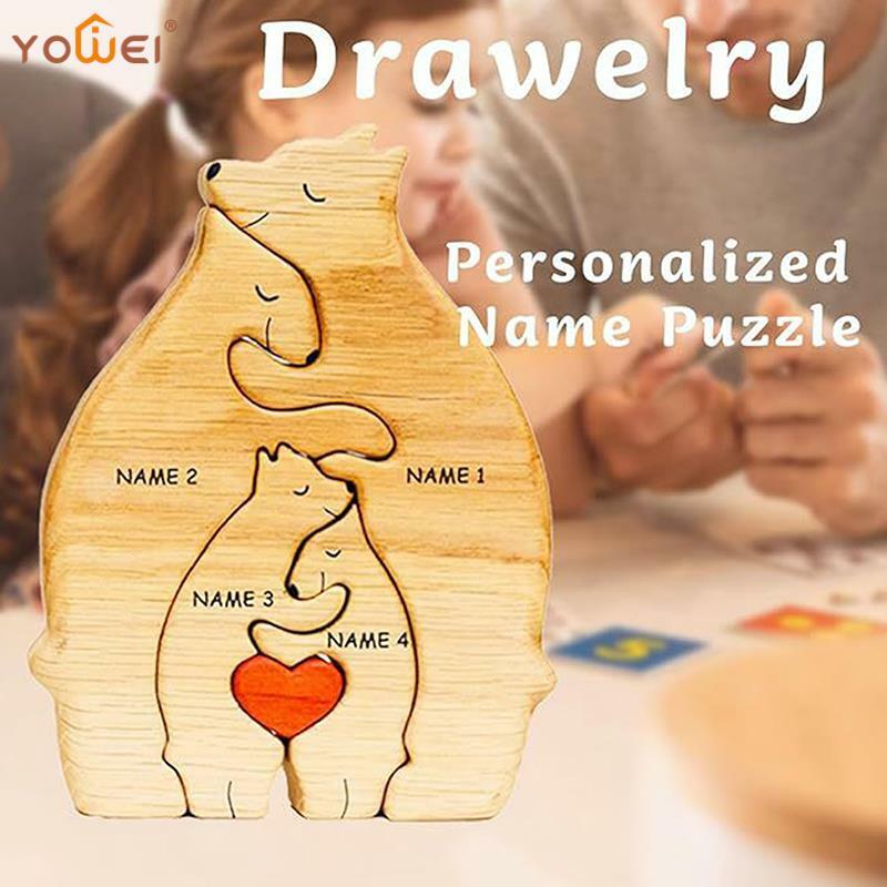 1Set Creative Art Puzzle Bear Family Theme decorazione da tavolo regali per la famiglia per i membri della famiglia