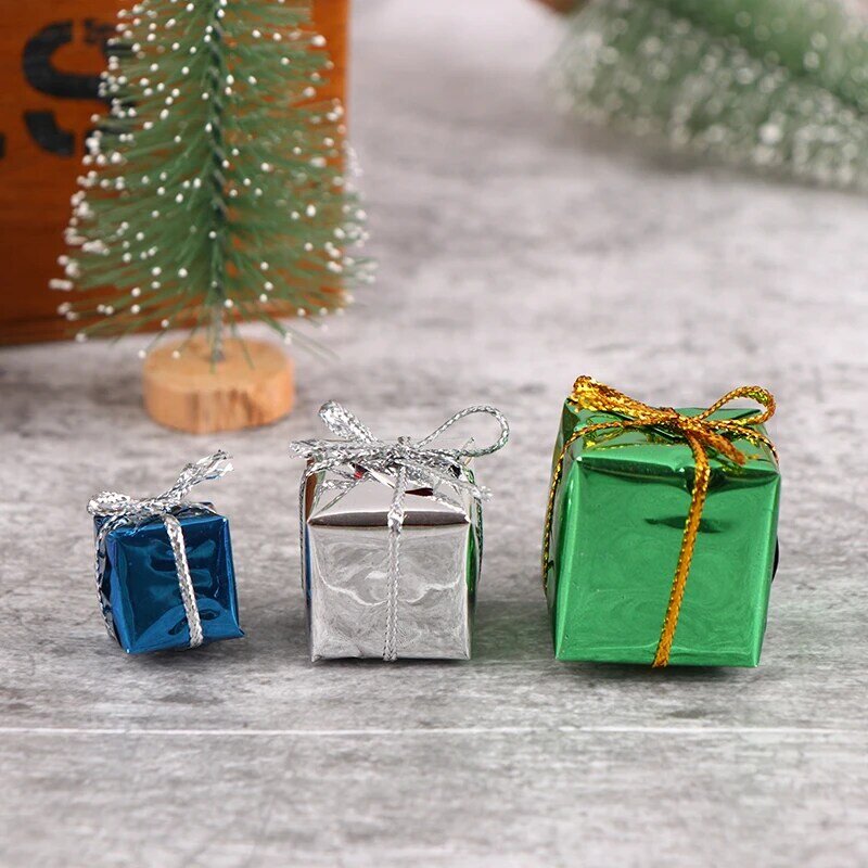 Miniature Christmas Gift Box, Pretend Play Mini Doll House, Decoração de móveis, Dollhouse, 10pcs