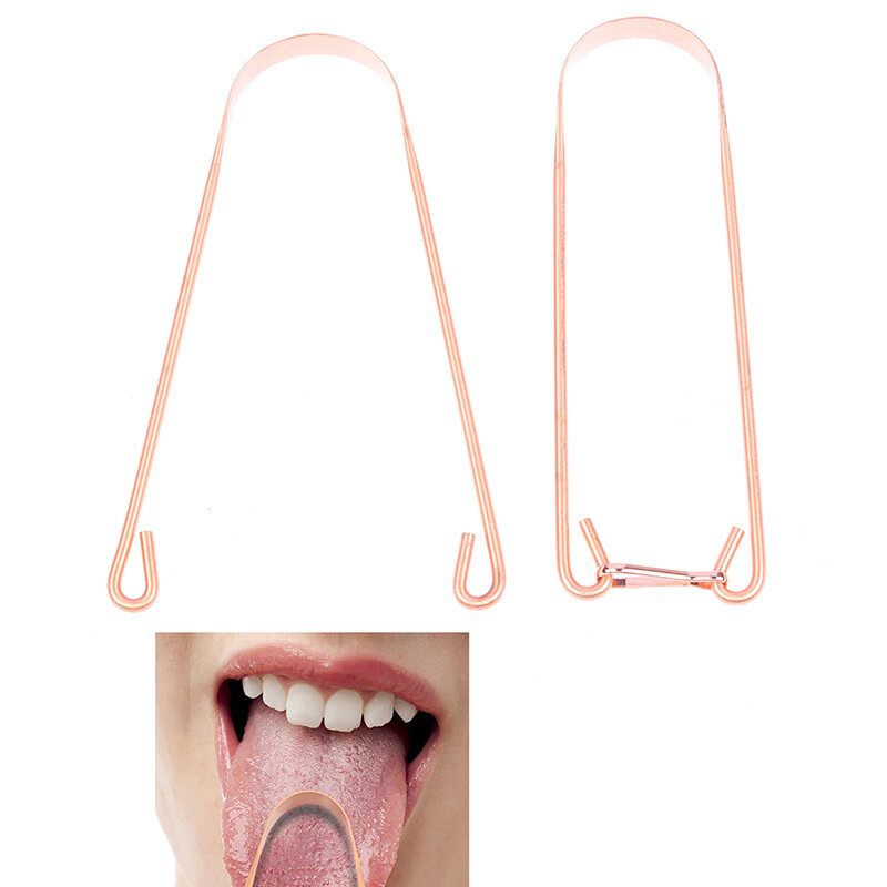 Raspador de lengua de cobre para hombres y mujeres, cepillo de dientes, higiene bucal Dental con hebilla de cobre, herramienta de cuidado de la salud, 1 unidad