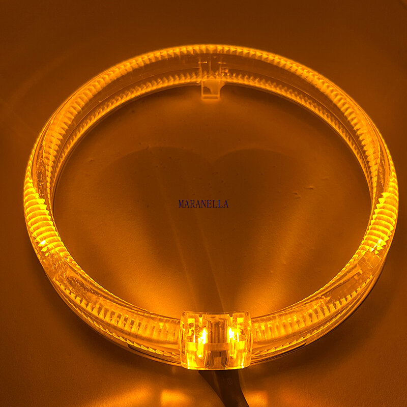 2x White Yellow Dual color LED Guide Angel Eye Light Circle Ring LED Headlight Fog Lamp Double Light Lens 80MM 95MM 105MM 110MM
