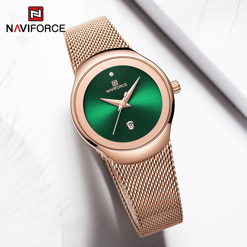 Horloges Voor Vrouwen Naviforce Mode Dames Quartz Datum Horloge Luxe Waterdichte Mesh Stalen Band Vrouwelijke Armband Reloj Mujer