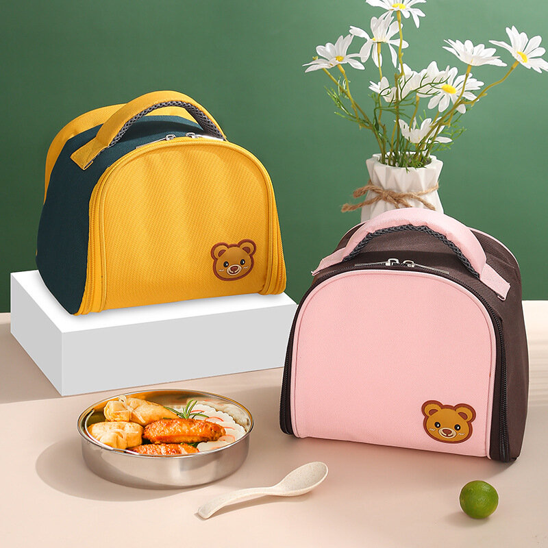 لطيف الدب معزول حقيبة الغداء مع سستة الحرارية صندوق الغداء الإفطار الحقيبة المحمولة مدرسة الطفل نزهة السفر عشاء الحاويات