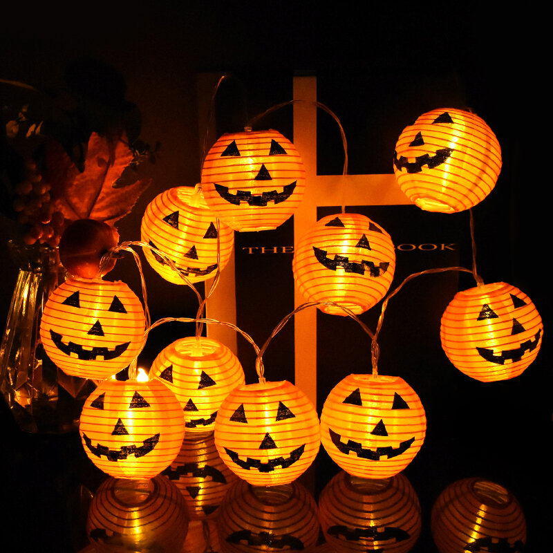 Halloween Pumpkin String Lights, 10LED, 1.5m, Lâmpada, Hanging Decor Light, DIY, Casa, Jardim, Exterior, Novo, 2023