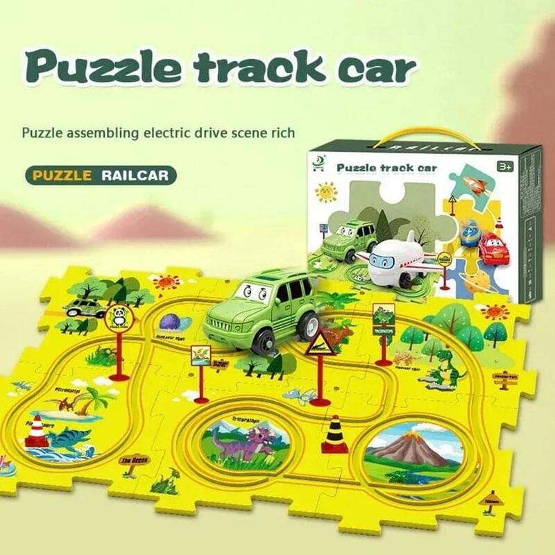 Logiczna gra planszowa dla dzieci Tor wyścigowy Puzzle Zabawki Slot Rail Zabawki dla dzieci Zabawki edukacyjne DIY Montaż Elektryczny Tr L4V2