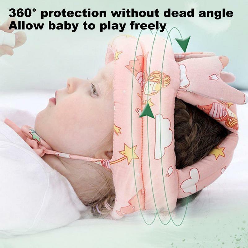 크롤링 워킹용 아기 모자, 면 보호 캡, 머리 보호대 스폰지 충전 안전 모자, 워킹용 조절 가능한 부드러운 세탁 가능
