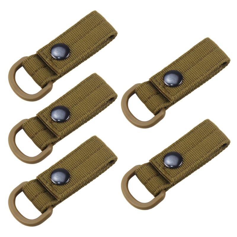 5 Pcs Belt Carabiner Loop Nylon Strap with D Rings Carabiner Loop Strap Key Holder Webbing Strap Attachment for Hiking