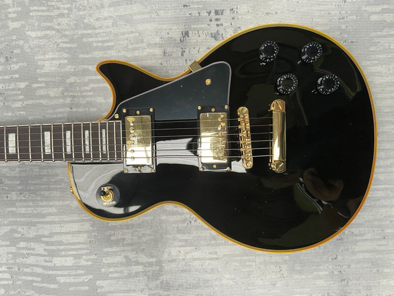 ギターのロゴが入った黒い黄色のバインダー,マホガニーボディ,ローズウッド指板,送料無料,高品質,中国製