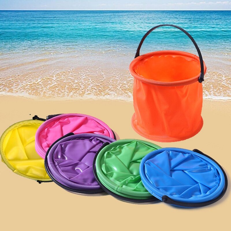 12x14cm secchio di sabbia pieghevole secchio per attrezzi da giardino portatile sabbia spiaggia acqua lotta gioco di attività giocattolo per bambini in famiglia facile da trasportare