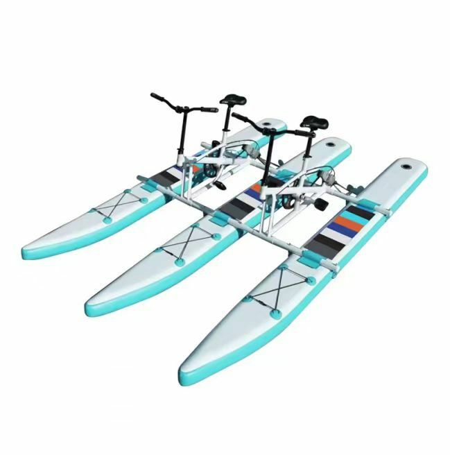 two seated sea cycle water games pedal equipment gear with Propeller  inflatable drap stitch Double Person water bike