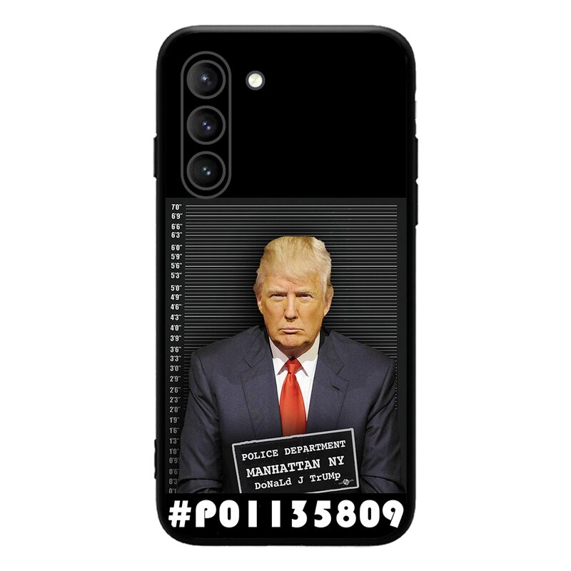 Custodia per telefono commemorativa Mugshot # P01135809 di Donald Trump per SAMSUNG Galaxy S23 Ultra S22 + S21 FE S20 A54 Note20Plus A53