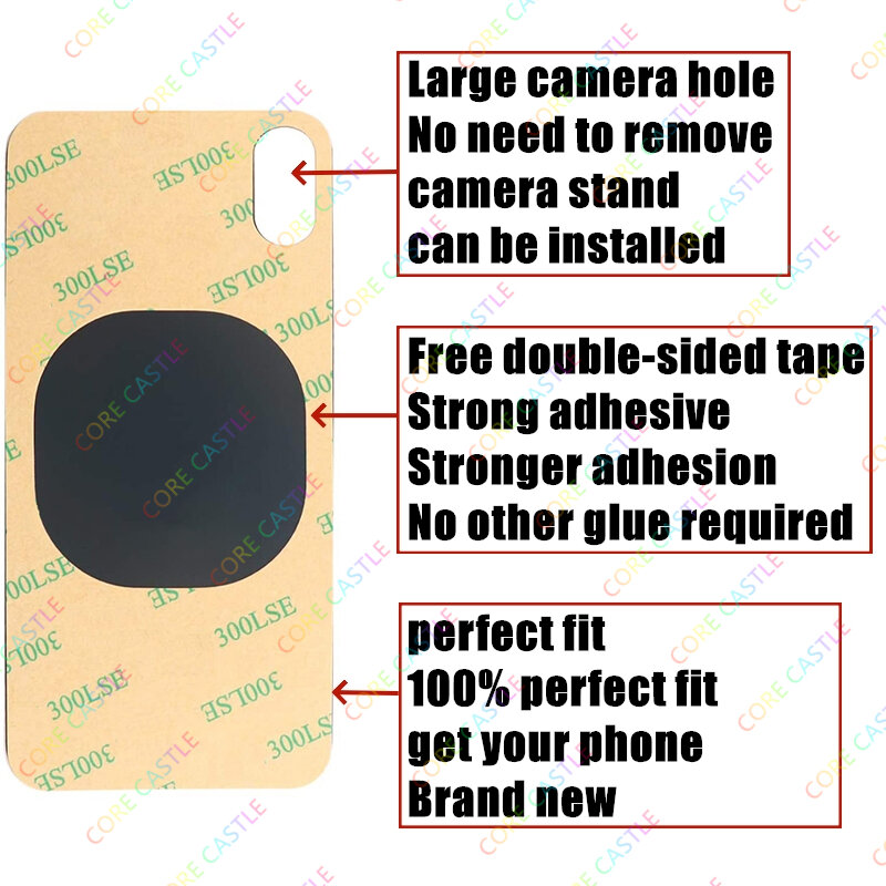Untuk iPhone XS penutup baterai Panel kaca belakang suku cadang pengganti kualitas terbaik ukuran kamera lubang besar casing rumah pintu belakang Bezel