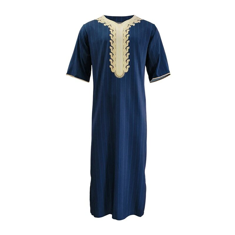 ملابس إسلامية بأكمام طويلة للرجال من Jubba Thobe برقبة على شكل حرف v كيمونو رداء عباية قفطان دبي قمصان فستان عربي