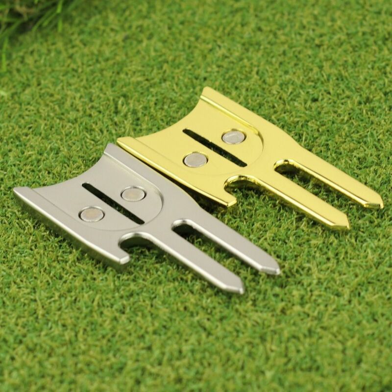 Tujuan 6 dalam 1 alat Divot magnetik seng logam campuran Golf Divot alat perbaikan portabel ultra-ringan Golf hijau garpu Lapangan Golf