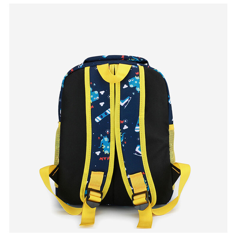 Mochila infantil com bolsos, mochila ombro, compartimentos, desenhos animados