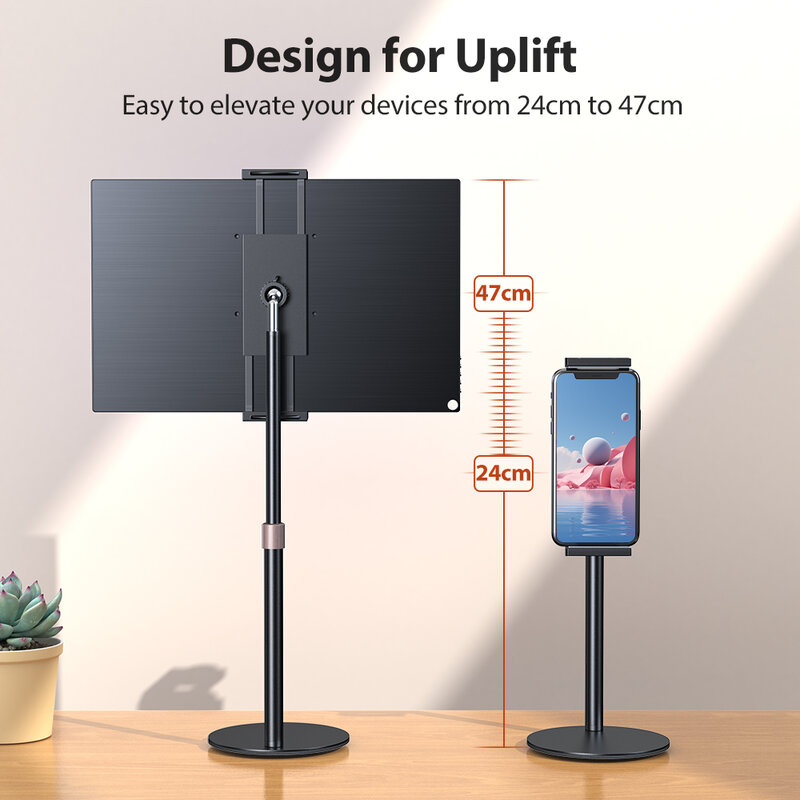 UPERFECT 360° Rotating Portable Monitor Stand Height Adjustable Vesa Monitor Tablet Free Standing Low Profile Desk Mount up to 17.3"