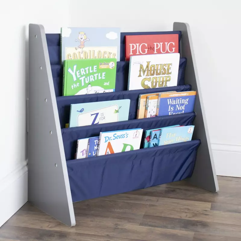 Libreria per bambini con 4 ripiani Organizer per libri, Navy