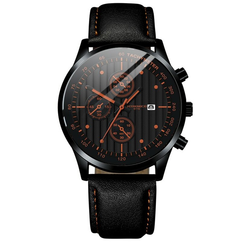 Orologio da uomo di lusso Fashion Simple Diamonds orologio rotondo cinturino in pelle temperamento quadrante orologio orologi da polso impermeabili escadels24.