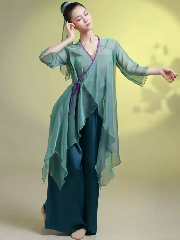 2024 New classic Dance Performance Costume donna Floating Body Rhyme Saree Dancewear donna set di abbigliamento per pratica classica