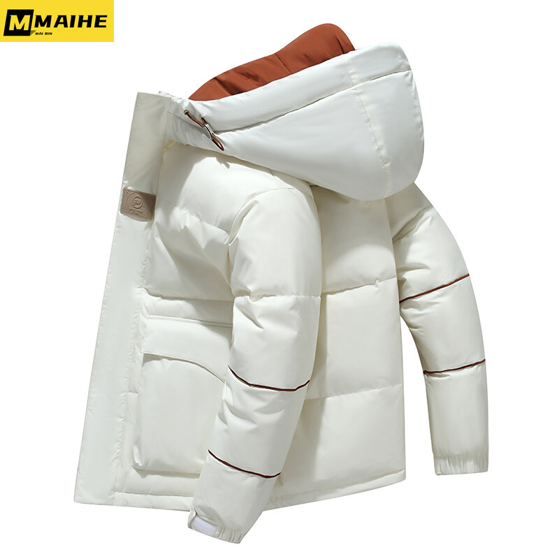 2023 zimowy płaszcz męski nowy produkt wodoodporny i wiatroszczelny z kapturem krótki wysokiej jakości 90% biały puch gęsi odzież męska