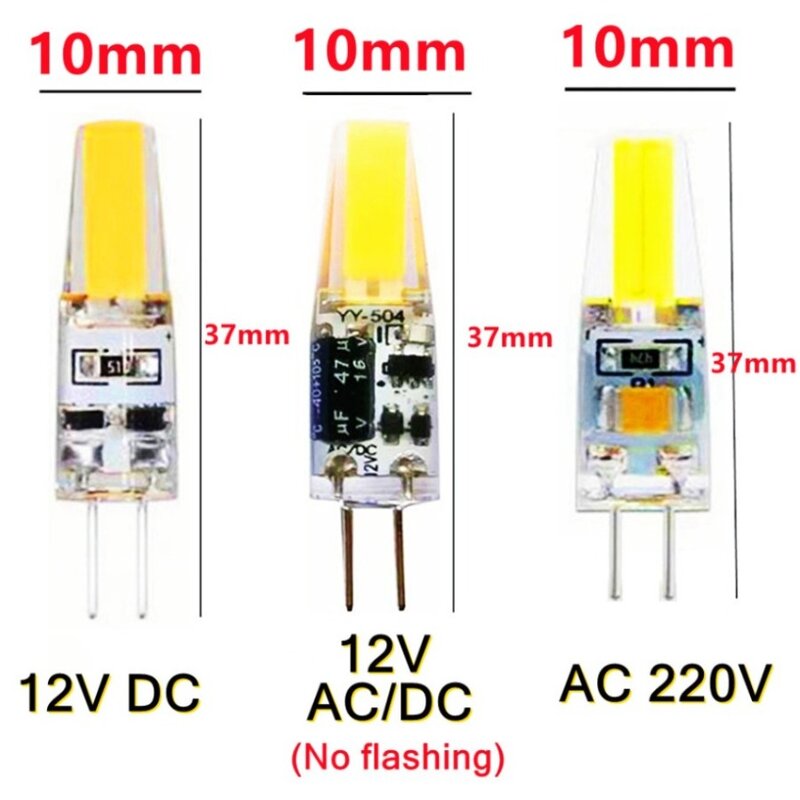 Lámpara LED COB G4 de 10 piezas, 12V CA/CC 220V, luz de maíz, 6W, Bombilla de araña, reemplaza las lámparas halógenas de 20W, blanco frío/cálido