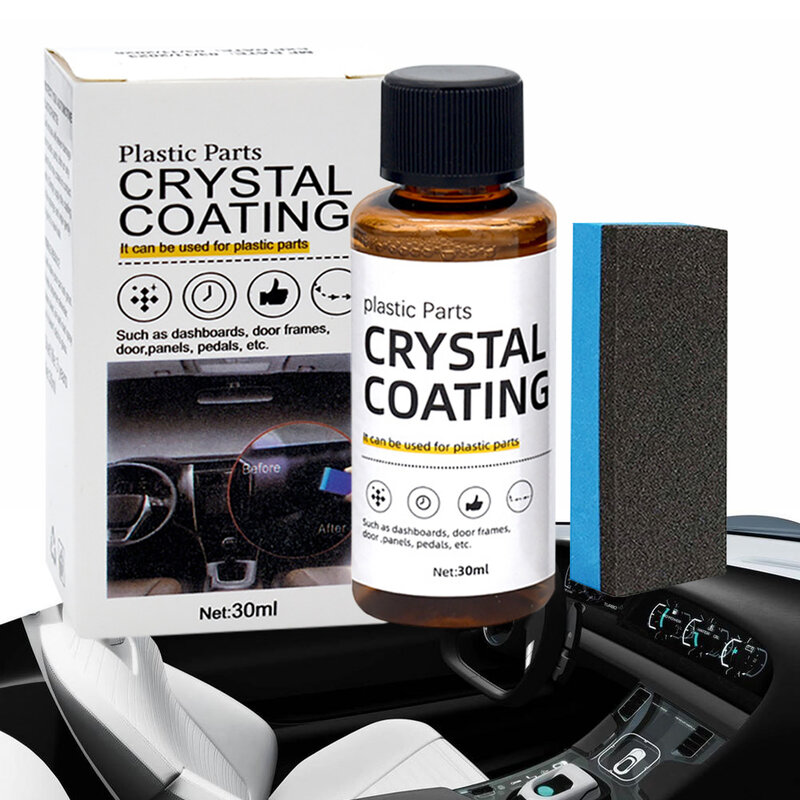 30/60ml Plastic Restorer For Car Easy To Use Plastic Part Refurbishment Crystal Coating Refurbish Agent With Sponge Long Lasting