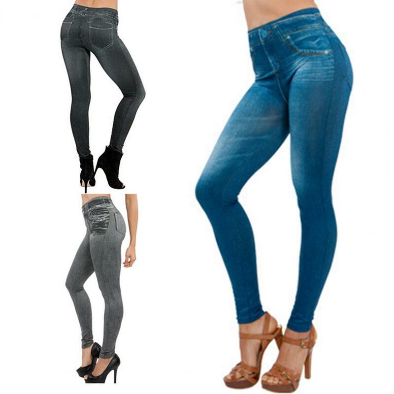 Calças jeans de cintura alta para mulheres, jeans skinny, calças lápis, stretch, sexy, azul, retrô, ioga