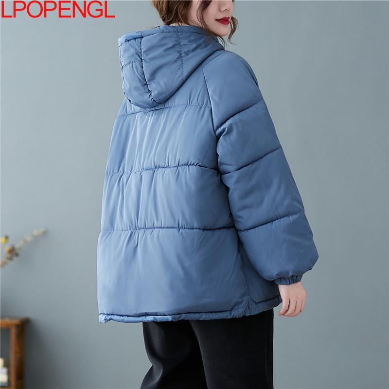 Winter verdickte Mode vielseitige Streetwear Jacken Frau halten warm locker lässig einfarbig breit taillierte Reiß verschluss Baumwolle Mantel
