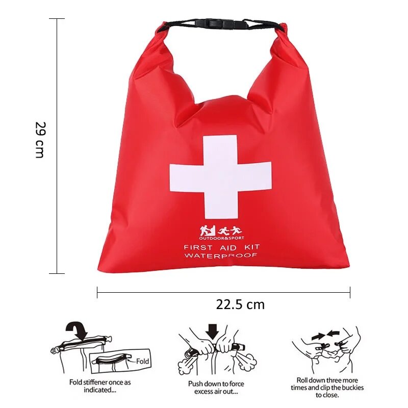 Portátil impermeável kit de primeiros socorros saco Kits de emergência, caso apenas para acampamento ao ar livre, viagens, pesca, tratamento médico de emergência, novo