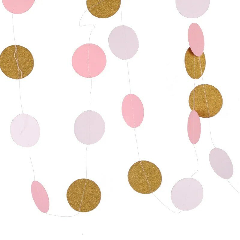 2M Glitter Vijfpuntige Ster Cirkel Polka Roze Wit Goud Stippen Gelukkige Verjaardag Party Speelgoed Baby Hoed Gift garland Baby Speelgoed