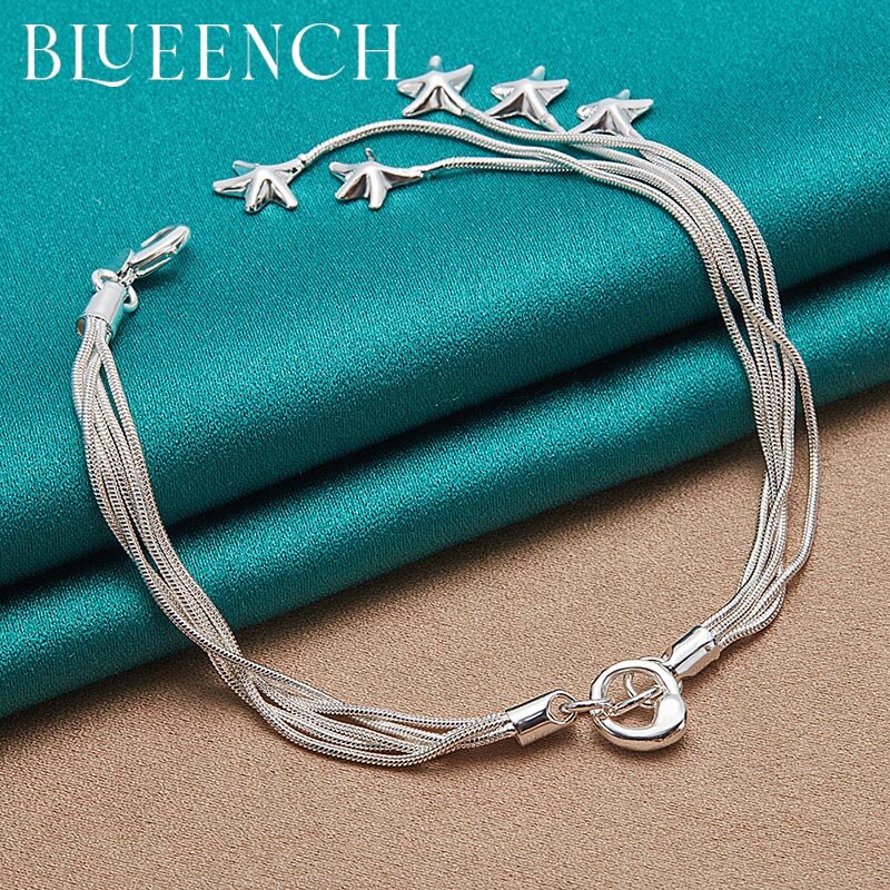 Blueench 925 prata esterlina borla estrela pulseira para festa feminina namoro moda personalidade jóias