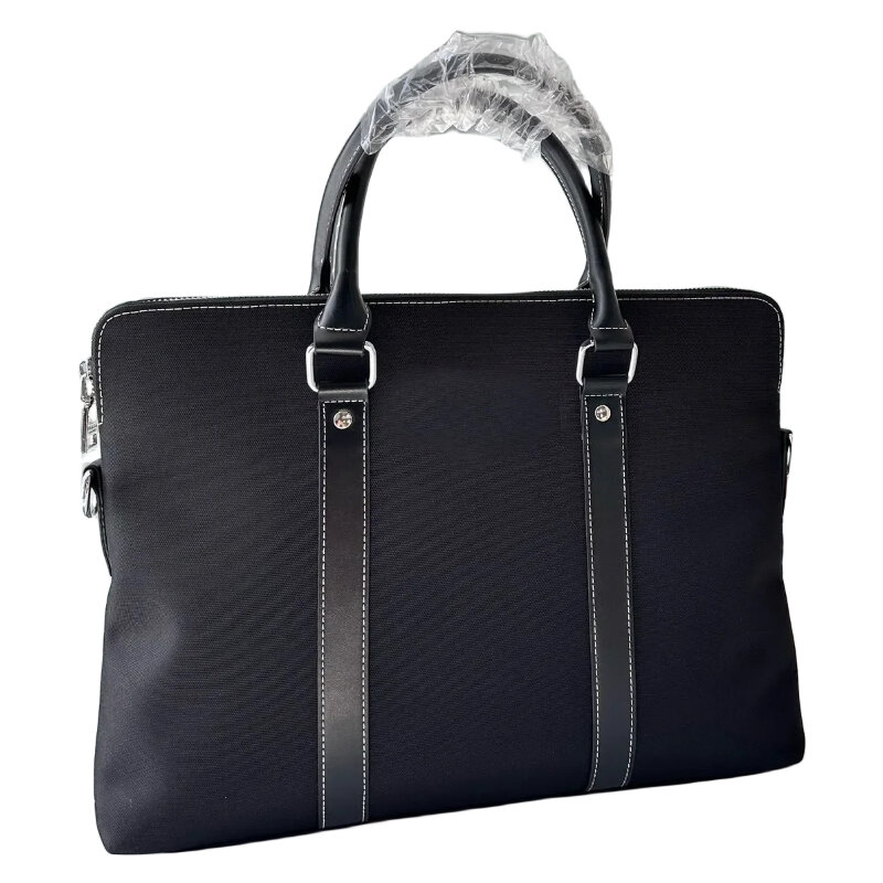 Bolso de mano negro para hombre, maletín de nailon, bandolera