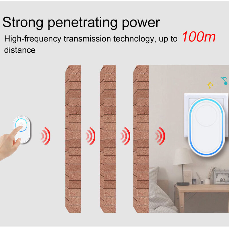 Беспроводной умный дверной звонок с Wi-Fi и управлением через приложение, 433 МГц