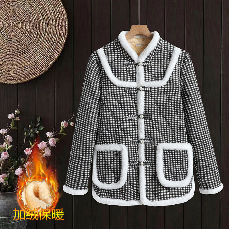 Parkers-abrigo de algodón cálido para mujer, abrigo de felpa con botones, estilo chino, elegante, talla grande, 2911