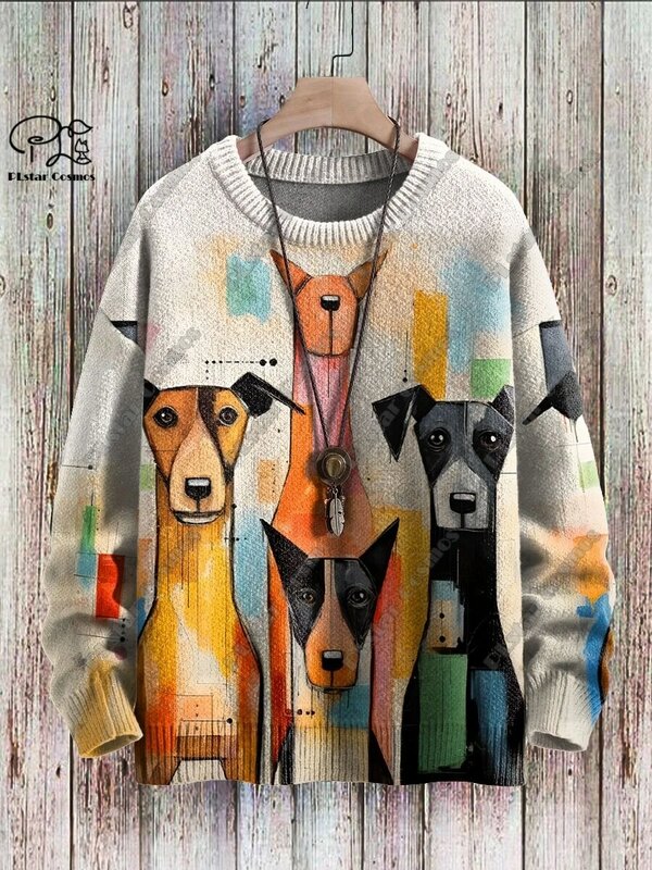 PLstar Cosmos-suéter con estampado 3D de animales para hombre y mujer, suéter con estampado divertido de perro, suéter feo informal de calle para invierno, G-2 unisex