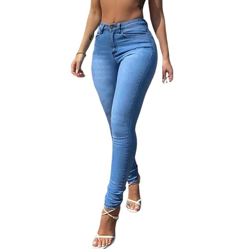 Calça skinny de longa duração para meninas, calça jeans de comprimento total, atrativa, cintura média, justa